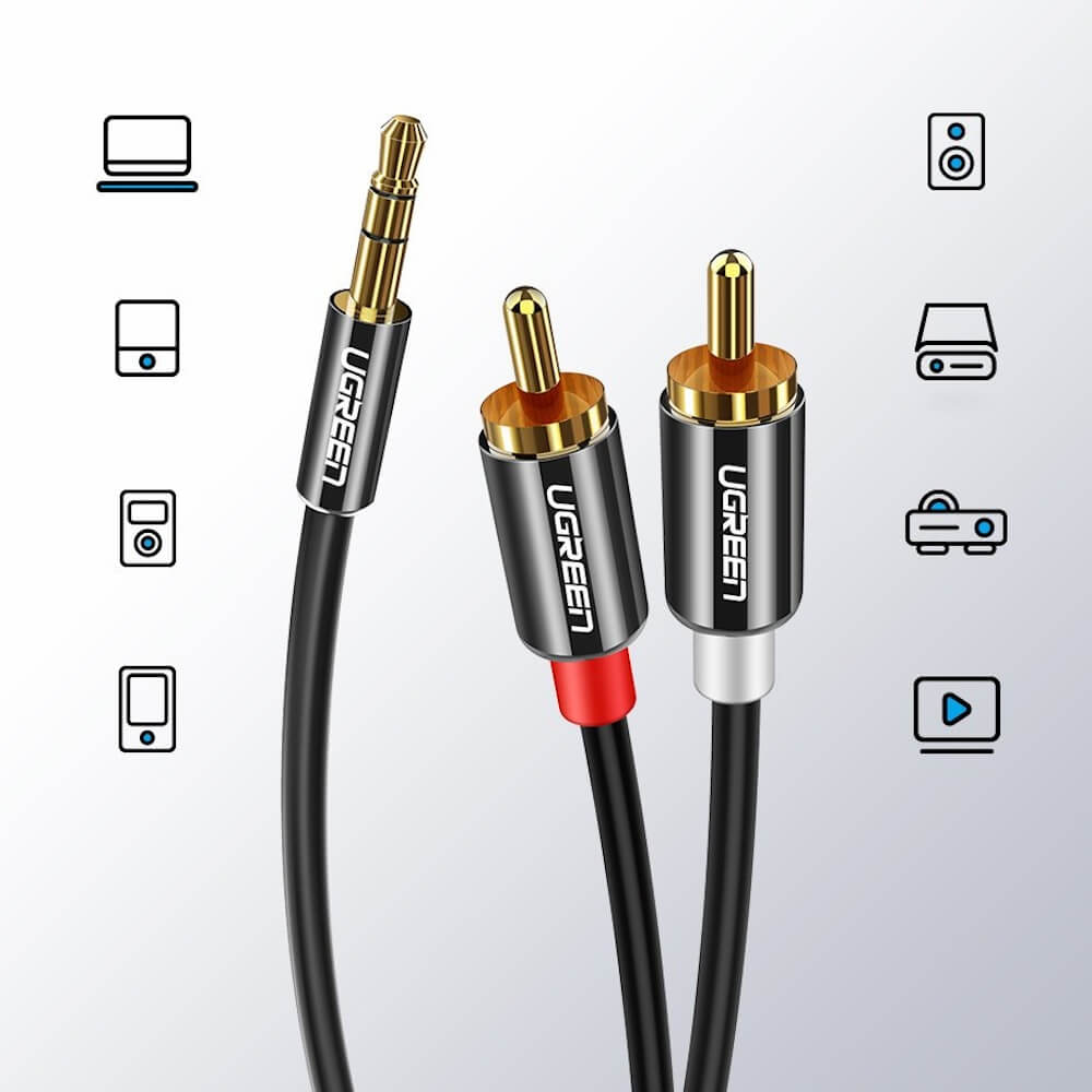 Cavo Audio 3.5mm - 2 x RCA UGREEN AV116, 1.5m, Nero
