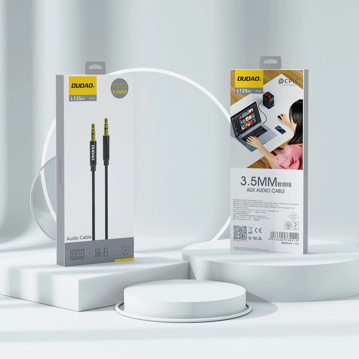 Cavo Audio 3,5mm - 3,5mm Dudao L12s, 1m, Nero
