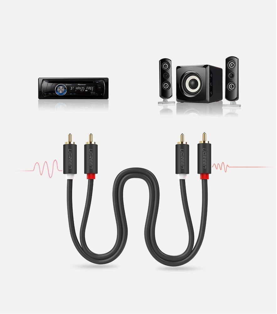 Cavo Audio UGREEN AV104, 2 x RCA - 2 x RCA, 2m, Nero