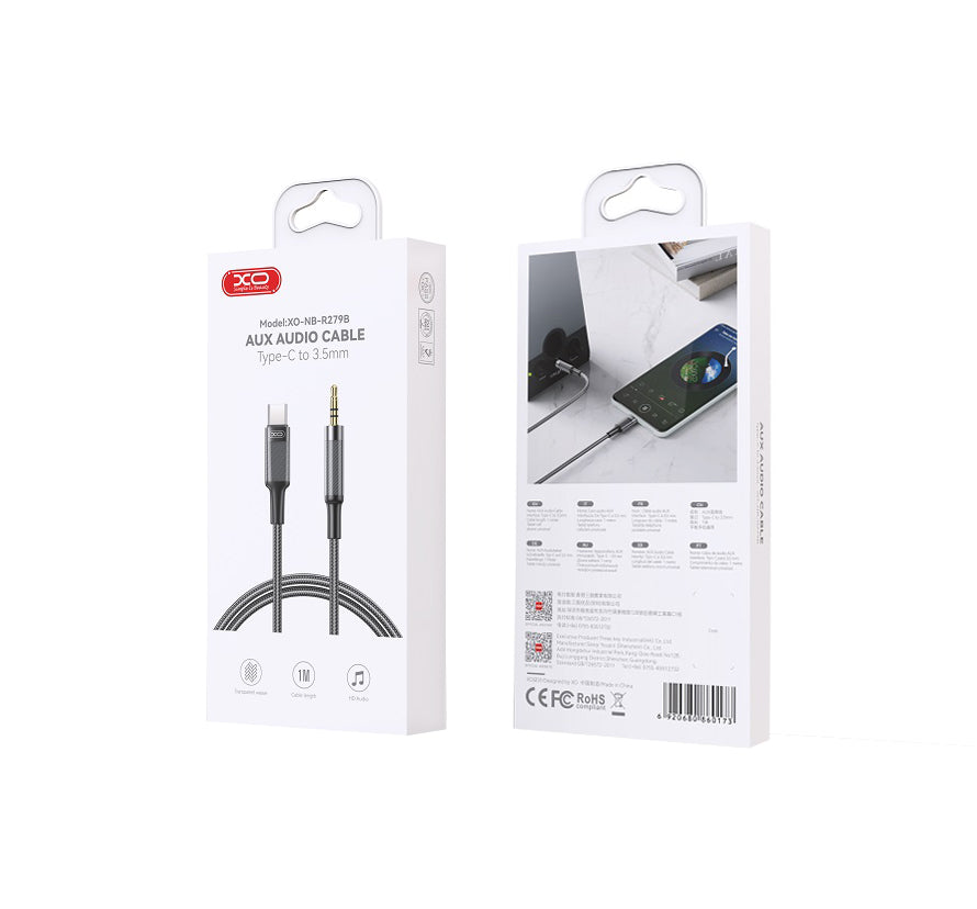 Cavo Audio USB-C - 3.5mm XO Design NB-R279B, 1m, Nero
