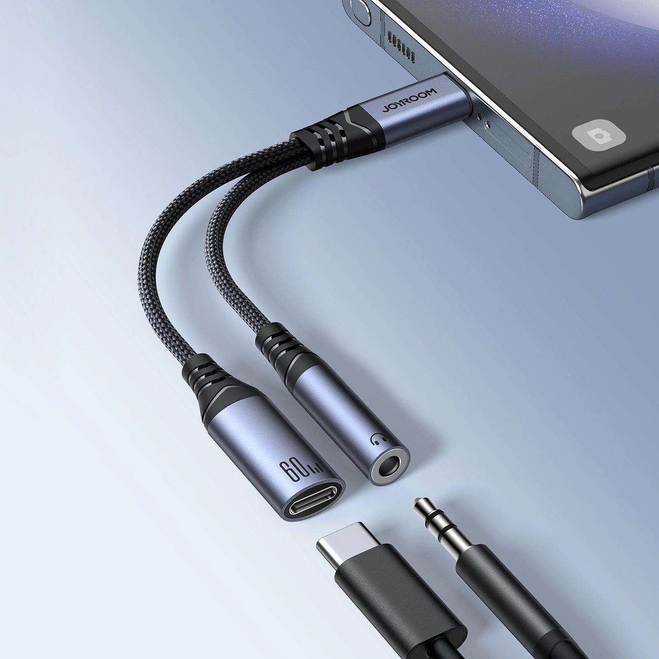 Cavo Audio USB-C - 3.5mm / USB-C Joyroom SY-C02, 0.14m, Nero