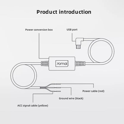 Kit Midrive 70mai hardwire UP02, microUSB, 3 m