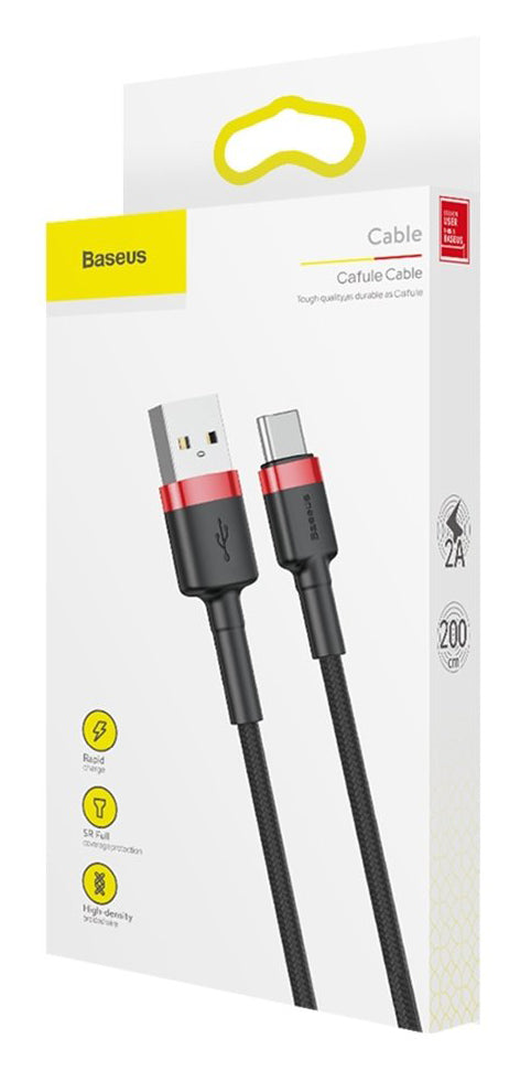 Cavo dati e ricarica USB-A - USB-C Baseus Cafule, 18 W, 2 m, nero CATKLF-C91