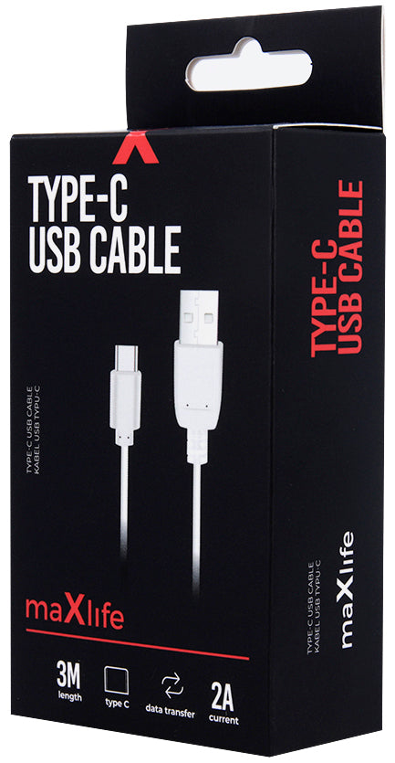 Cavo Dati e Ricarica USB-A - USB-C MaXlife, 20W, 3m, Bianco