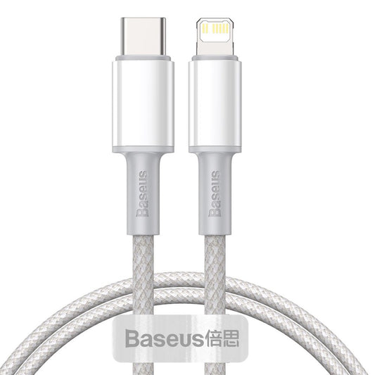 Cavo dati e ricarica USB-C - Lightning intrecciato ad alta densità di Baseus, 20W, 1 m, bianco CATLGD-02