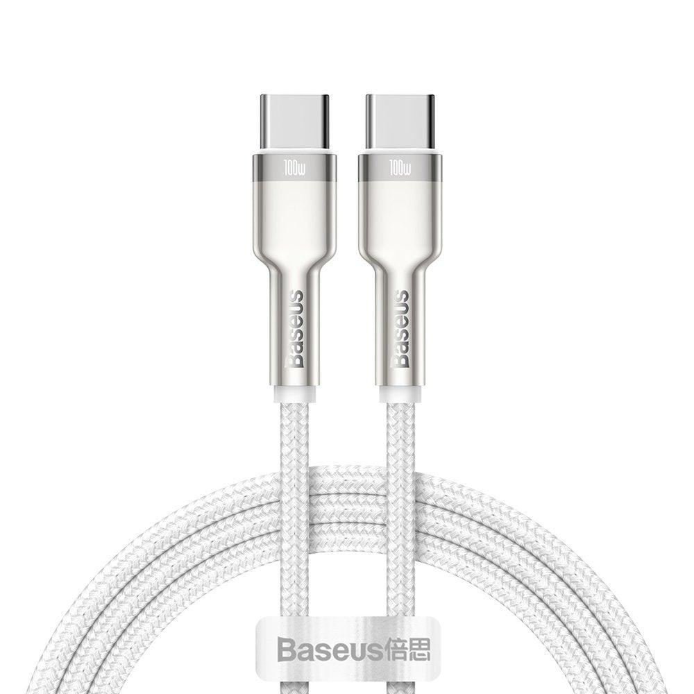 Cavo dati e ricarica USB-C - USB-C Baseus Cafule Metal Series, 100W, 1m, bianco CATJK-C02