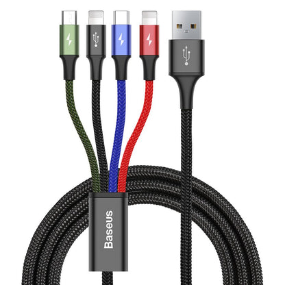 Cavo di ricarica rapida 4in1 USB-A - 2 x Lightning / microUSB / USB-C Baseus, 20W, 1,2 m, nero CA1T4-A01