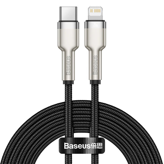 Cavo Dati e Ricarica USB-C - Lightning Baseus Cafule Metal Series, 20W, 2m, Nero CATLJK-B01