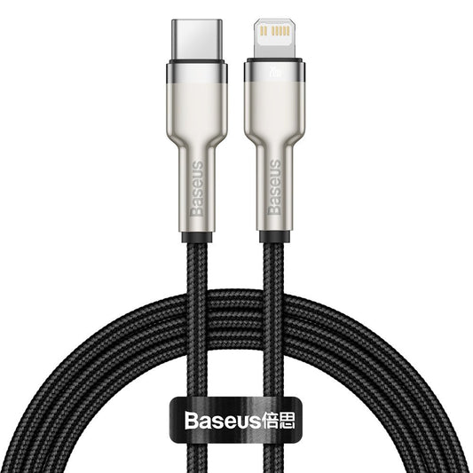 Cavo dati e ricarica USB-C - Lightning Baseus Cafule Metal Series, 20W, 1m, nero CATLJK-A01