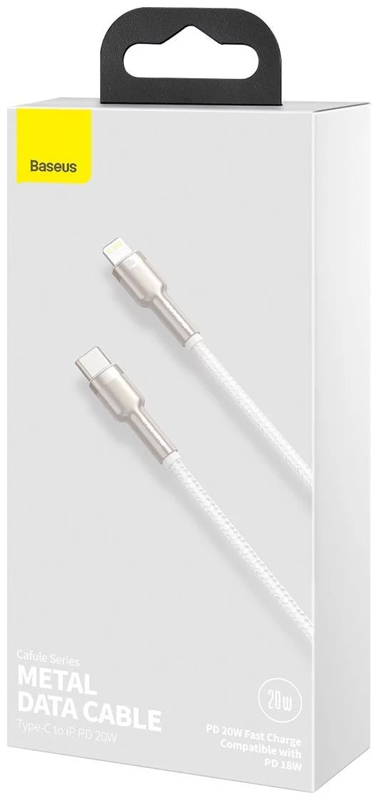 Cavo Dati e Ricarica USB-C - Lightning Baseus Cafule Metal Series, 20W, 2m, Bianco CATLJK-B02