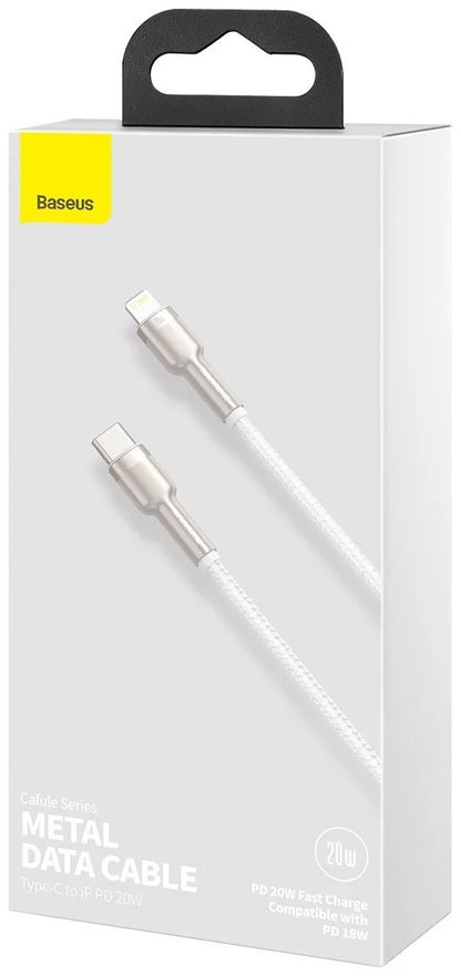 Cavo Dati e Ricarica USB-C - Lightning Baseus Cafule Metal Series, 20W, 2m, Bianco CATLJK-B02