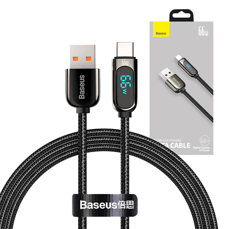 Cavo dati e ricarica USB-A - USB-C Baseus Display a ricarica rapida, 66W, 1m, nero CASX020001 CASX020001 