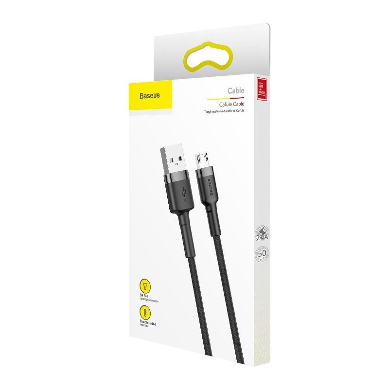 Cavo dati e ricarica USB-A - microUSB Baseus Cafule, 18W, 0,5 m, grigio CAMKLF-AG1