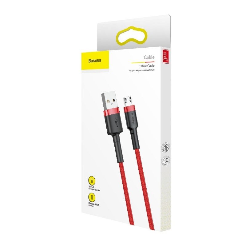 Cavo dati e ricarica USB-A - microUSB Baseus Cafule, 18W, 1m, rosso CAMKLF-B09