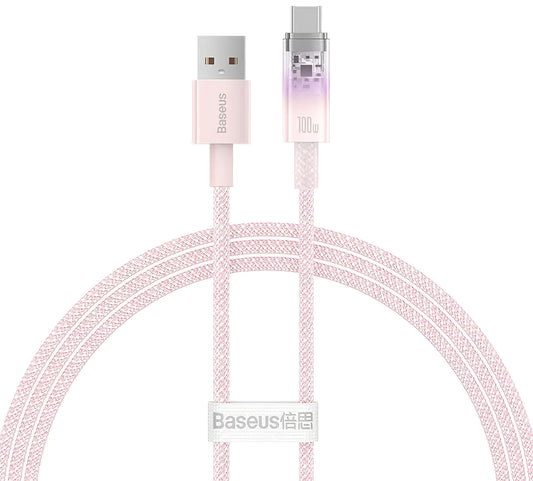 Cavo dati e ricarica da USB-A a USB-C Baseus Explorer, 100 W, 1 m, rosa CATS010404 