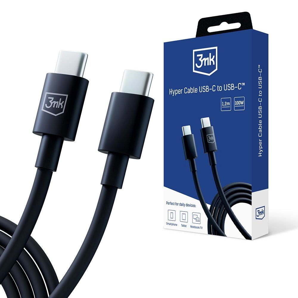 Cavo dati e ricarica USB-C - USB-C 3MK Hyper, 100W, 1,2 m, nero 