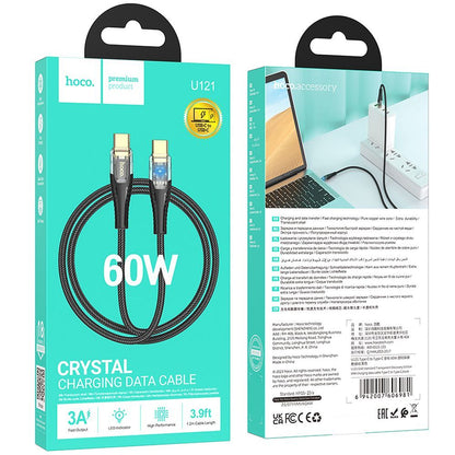 USB-C Data and Charging Cable - USB-C HOCO U121, 60W, 1.2m, Black