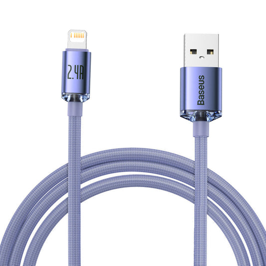 Cavo Dati e Ricarica USB-A - Lightning Baseus Crystal Shine Series, 18W, 2m, Viola CAJY000105