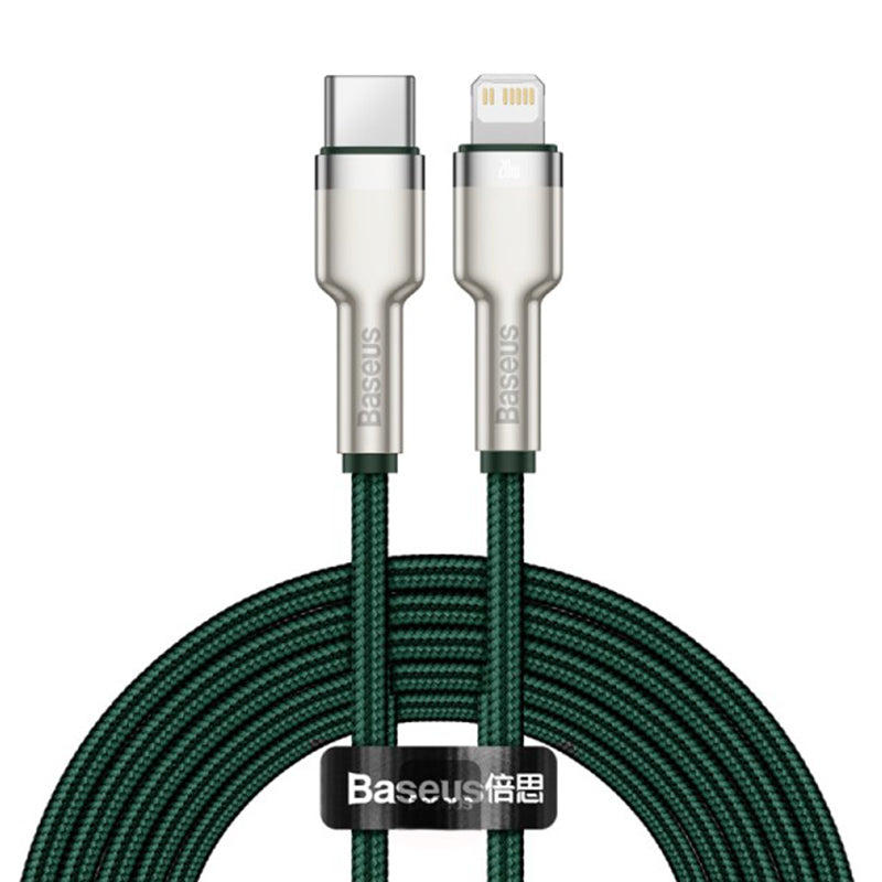 Cavo Dati e Ricarica USB-C - Lightning Baseus Cafule Metal Series, 20W, 2m, Verde CATLJK-B06