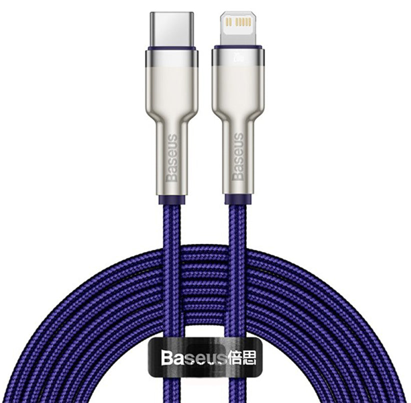 Cavo Dati e Ricarica USB-C - Lightning Baseus Cafule Metal Series, 20W, 2m, Viola CATLJK-B05