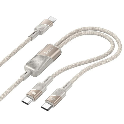 Cavo Dati e Ricarica USB-C - 2 x USB-C HOCO U139 2in1, 100W, 1.2m, Dorato