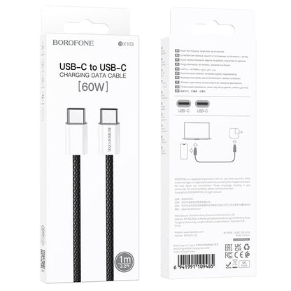 Cavo Dati e Ricarica USB-C - USB-C Borofone BX103 Originale, 60W, 1m, Nero