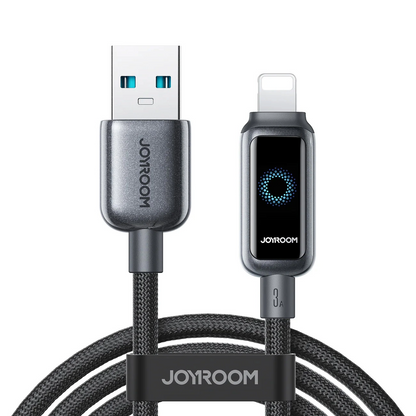 USB-A to Lightning Data and Charging Cable Joyroom S-A55 StarFlight Display, 18W, 1.2m, Black