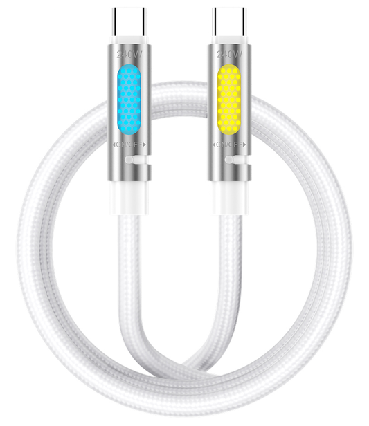 Cavo Dati e Ricarica USB-C - USB-C BWOO X325C-C Led, 240W, 1,2m, Bianco