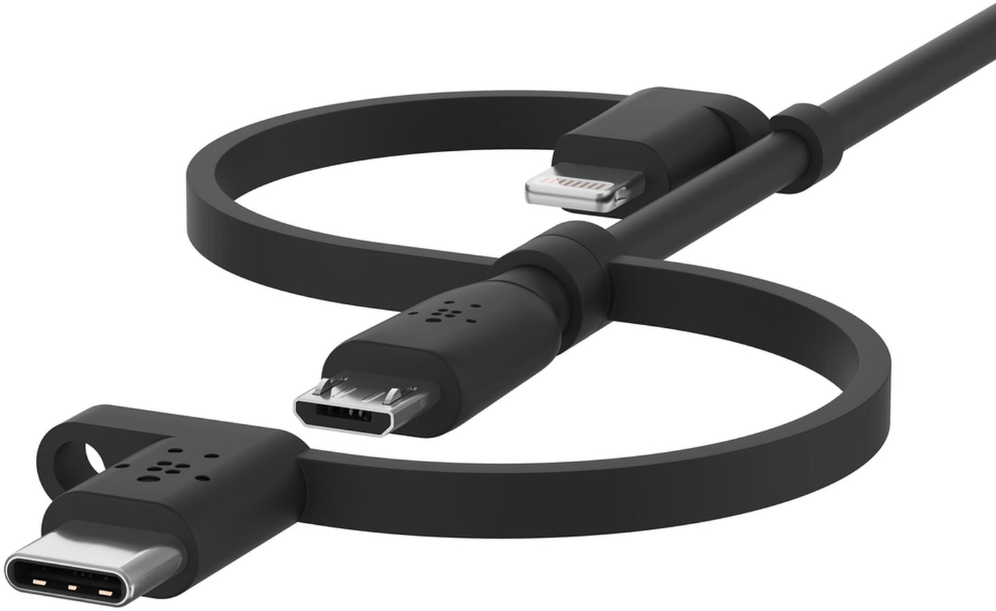 USB-A Data and Charging Cable - Lightning / microUSB / USB-C Belkin BoostCharge, 1m, Black CAC001bt1MBK
