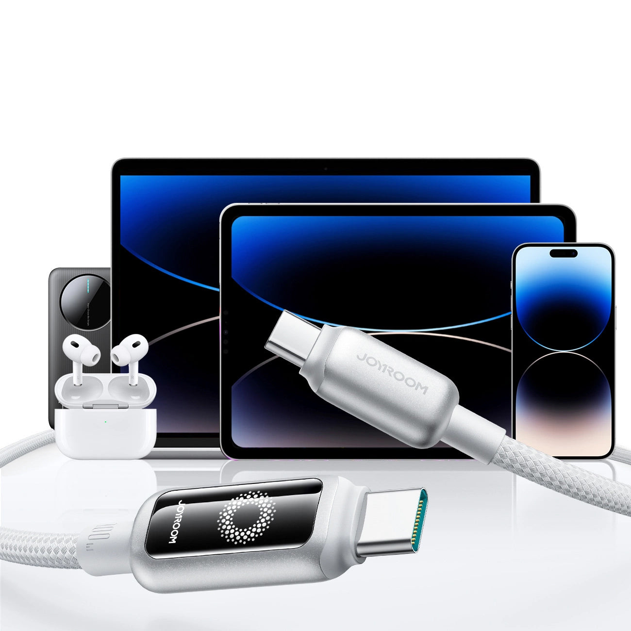 Cavo Dati e Ricarica USB-C - USB-C Joyroom S-A55 StarFlight Display, 100W, 1.2m, Bianco