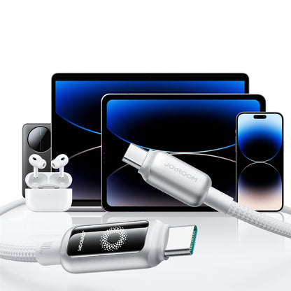 Cavo Dati e Ricarica USB-C - USB-C Joyroom S-A55 StarFlight Display, 100W, 1.2m, Bianco