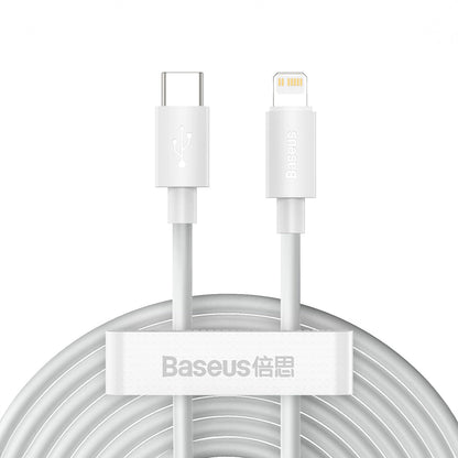 Baseus Simple Wisdom Cavo di ricarica e dati USB-C - Lightning Simple Wisdom, 20W, 1,5 m, Set 2 pezzi, bianco 