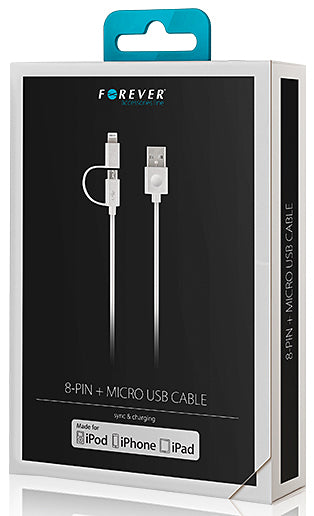 Forever MFi 2in1 USB-A - Lightning / microUSB Forever MFi 2in1, 18W, 1m, bianco