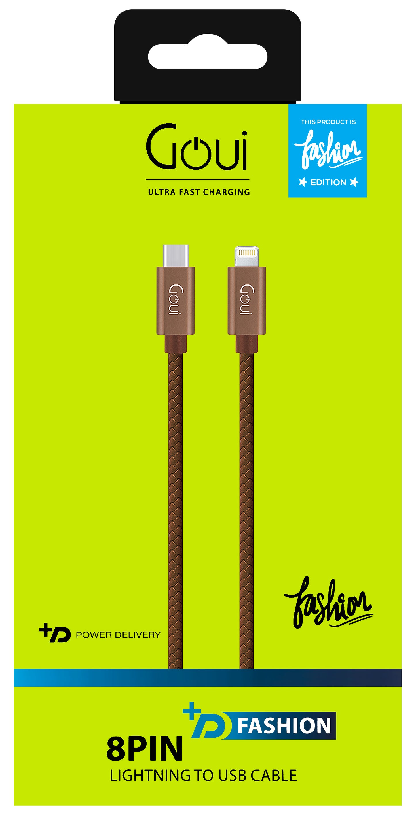 Cavo dati e ricarica USB-C - Lightning Goui Fashion, 18W, 1m, marrone G-FASHIONC94BR