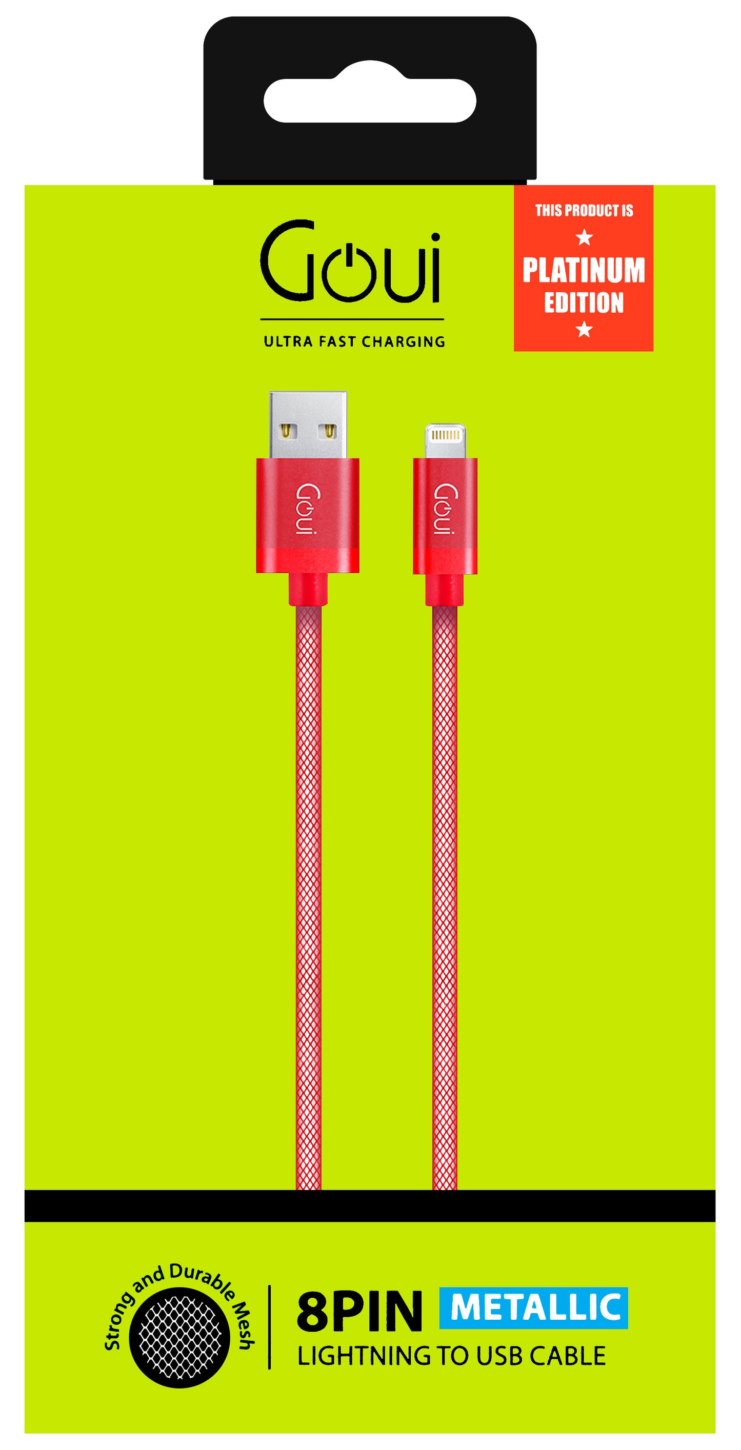 Cavo dati e ricarica USB-A - Lightning Goui Metallic, 18W, 1m, rosso G-LC8PIN-02R