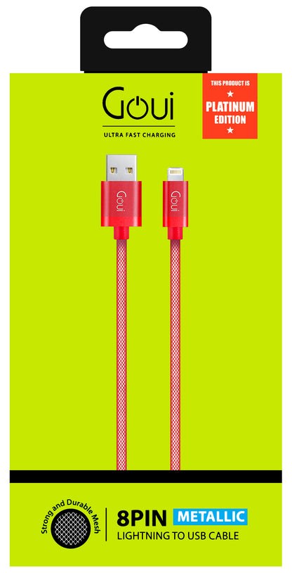 Cavo dati e ricarica USB-A - Lightning Goui Metallic, 18W, 1m, rosso G-LC8PIN-02R