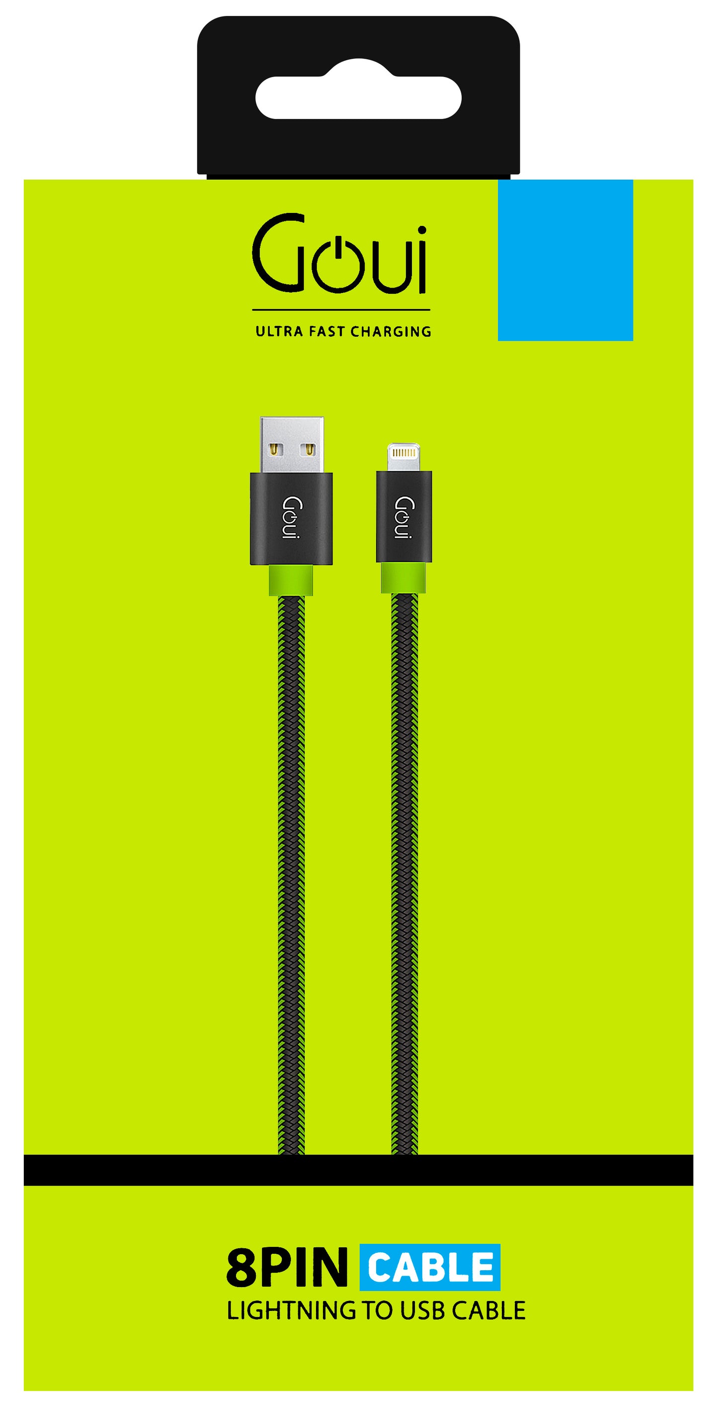 Cavo dati e ricarica USB-A - Lightning Goui Fashion Flat, 18W, 1m, verde G-LC8PINFBFBF-GK