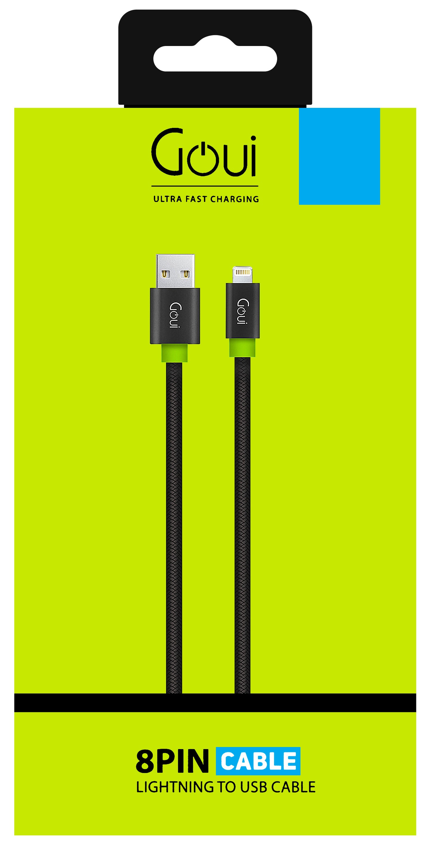 Cavo dati e ricarica USB-A - Lightning Goui Fashion Flat, 18W, 1m, nero G-LC8PINFBF-K