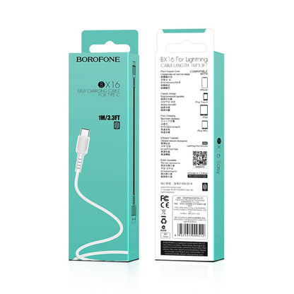 Cavo dati e ricarica USB-A - USB-C Borofone BX16, 18W, 1m, bianco