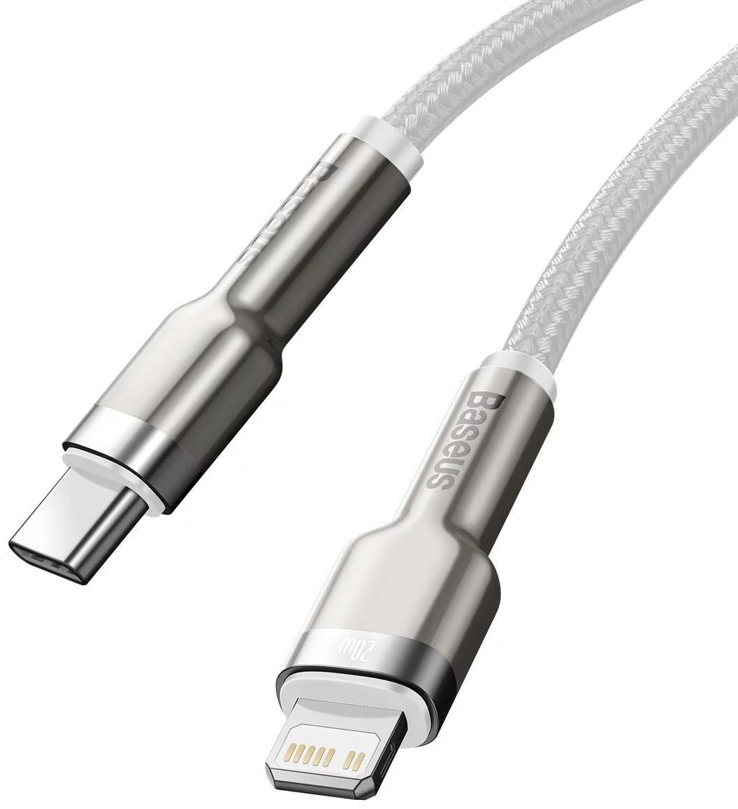 Cavo Dati e Ricarica USB-C - Lightning Baseus Cafule Metal Series, 20W, 2m, Bianco CATLJK-B02