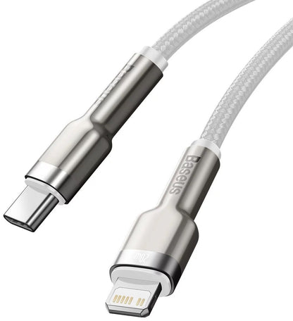 Cavo Dati e Ricarica USB-C - Lightning Baseus Cafule Metal Series, 20W, 2m, Bianco CATLJK-B02