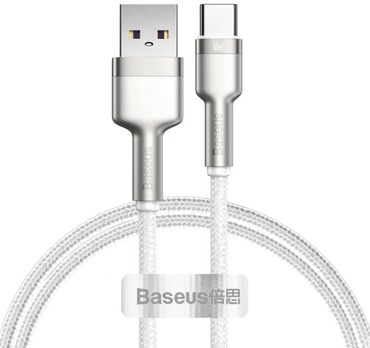 Cavo dati e ricarica USB-A - USB-C Baseus Cafule Metal Series, 66W, 1m, bianco CAKF000102