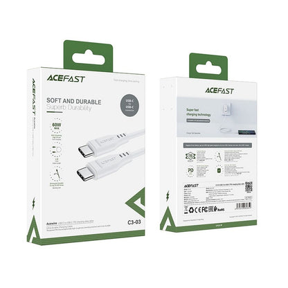 Cavo Dati e Ricarica USB-C - USB-C Acefast C3-03, 60W, 1.2m, Bianco