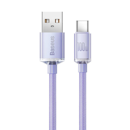 Cavo dati e ricarica da USB-A a USB-C Baseus Crystal Shine Series, 100W, 1,2 m, viola CAJY000405 