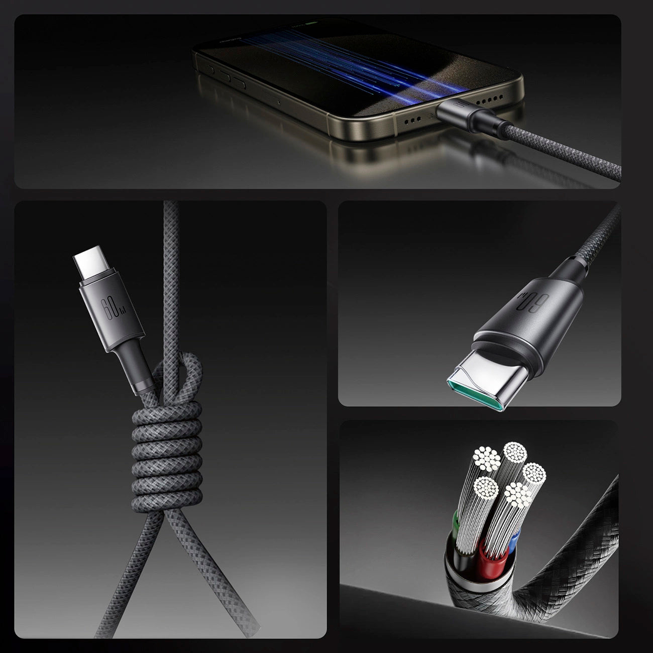 Cavo Dati e Ricarica USB-C - USB-C Joyroom S-A50, 60W, 1.2m, Grigio