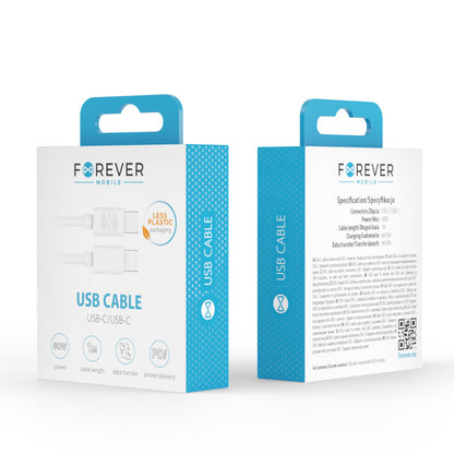 Cavo dati e ricarica USB-C - USB-C Forever, 60W, 1m, bianco