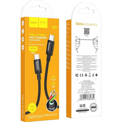 Cavo Dati e Ricarica USB-C - USB-C HOCO X89, 60W, 1m, Nero