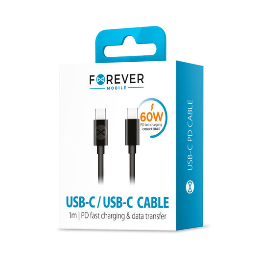 Cavo Dati e Ricarica USB-C - USB-C Forever, 60W, 1m, Nero