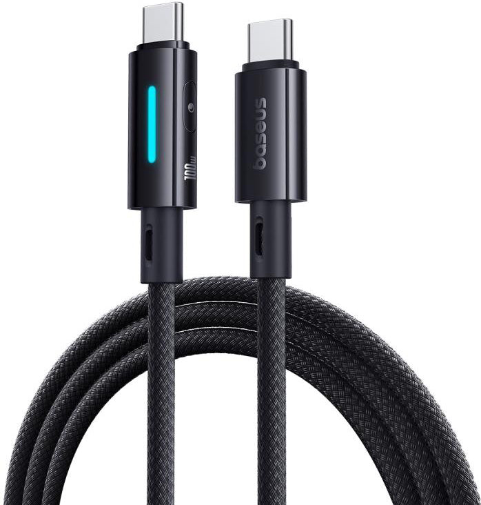 Cavo Dati e Ricarica USB-C - USB-C Baseus Lit Button Control, 100W, 2m, Nero P10379000121-01