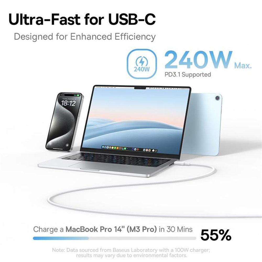 USB-C Data and Charging Cable - USB-C Baseus PicoGo, 240W, 1m, Blue P10376800311-00